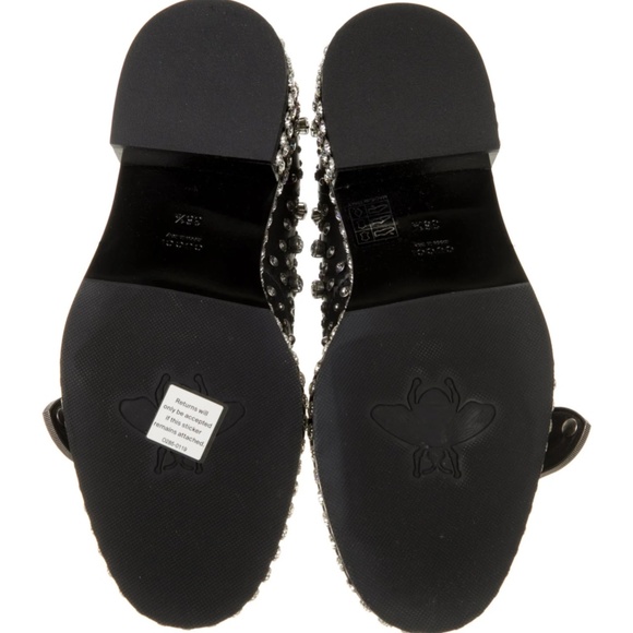 GUCCI  Crystal Embellished   Leather Floral Print Oxfords US8 IT 38.5 - Picture 5 of 5